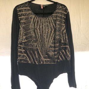 Sequin Black and Tan bodysuit